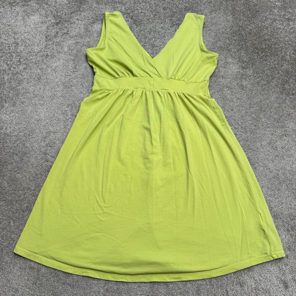 Columbia Sleeveless V-Neck Dress Women XL Green Stretch Fabric Comfy Travel